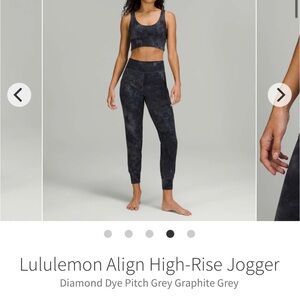 Lululemon Align High-Rise Cropped Jogger in Diamond Dye Pitch Grey Graphite Gray